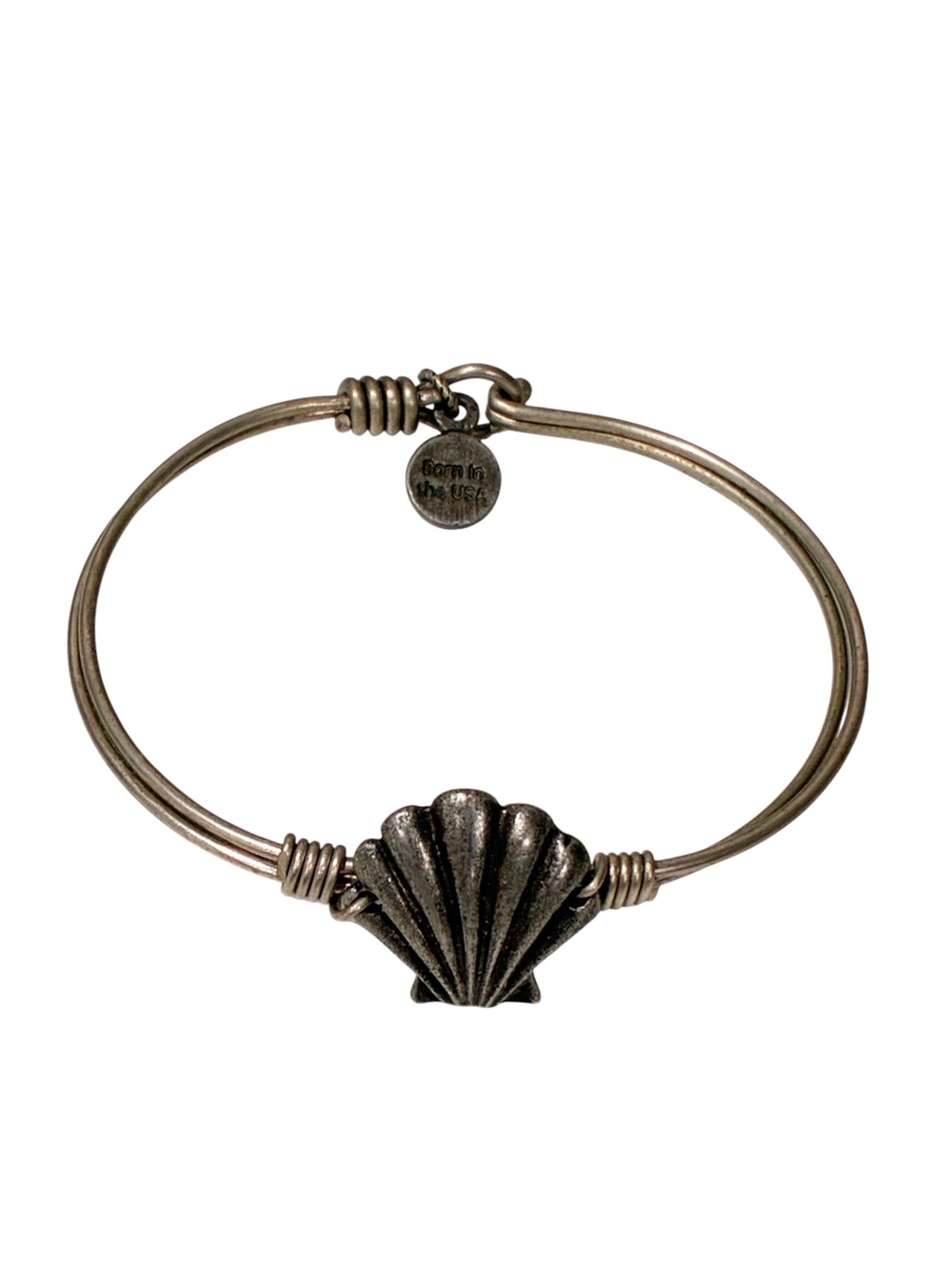 Luca + Danni Silvertone Seashell Bangle Adjustable Bracelet